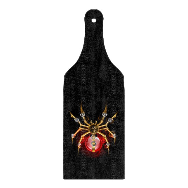 Tabla De Cortar Araña steampunk sobre negro (Anverso)