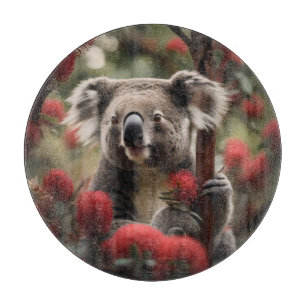 Tabla De Cortar Árbol Banksia Rojo Con Oso Koala,