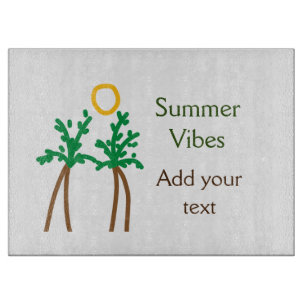 Tabla De Cortar árbol de coco marrón verde vibraciones de verano a
