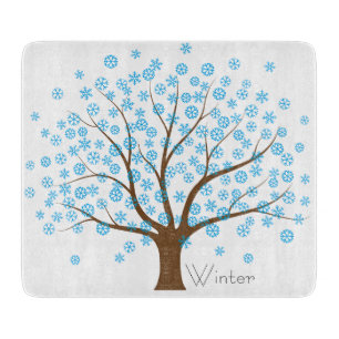 Tabla De Cortar Árbol de copos de nieve de invierno