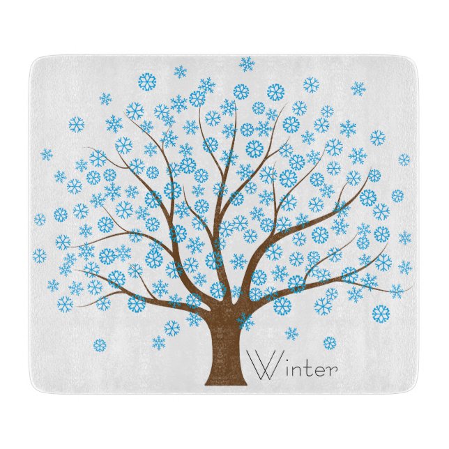 Tabla De Cortar Árbol de copos de nieve de invierno (Anverso)