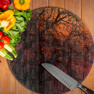 Tabla De Cortar Árbol de invierno de la silueta de sol