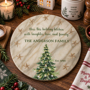 Tabla De Cortar Árbol de Navidad de mármol crema Familia Personali