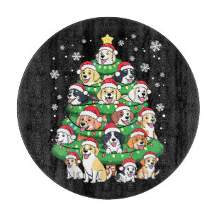 Tabla De Cortar Árbol de Navidad de Perro - Cachorros Divertidos d