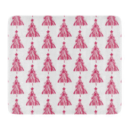 Tabla De Cortar Árbol de Navidad de vacaciones rosa