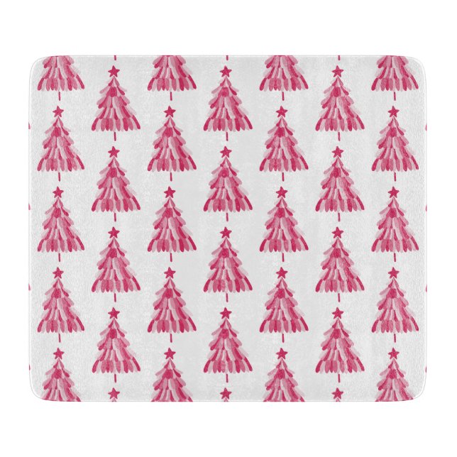 Tabla De Cortar Árbol de Navidad de vacaciones rosa (Anverso)