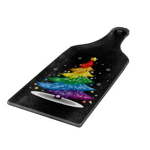 Tabla De Cortar Árbol de Navidad Gay LGBT Orgullo Arcoíris Feliz N