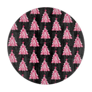 Tabla De Cortar Árbol de Navidad negro rosa