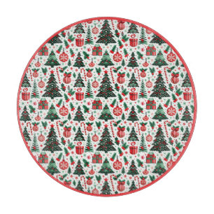 Tabla De Cortar árbol de Navidad, regalos, bastón de caramelo