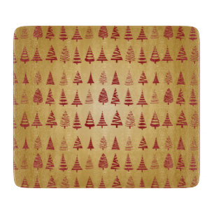 Tabla De Cortar Árbol de Navidad rojo moderno en oro