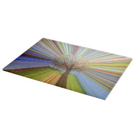 Tabla De Cortar Árbol de Otoño con Rayas de Arcoíris Multicolor