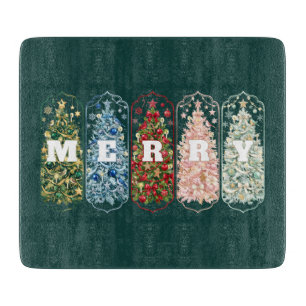 Tabla De Cortar Árboles de Navidad Coloridos Alegres