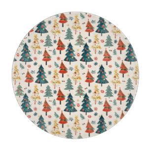 Tabla De Cortar Árboles de Navidad de Pino sin Costuras de Colores