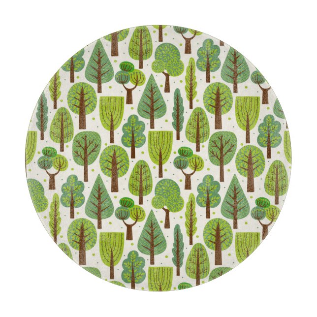 Tabla De Cortar Árboles de verano: patrón verde sin foco (Anverso)