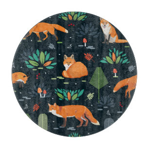 Tabla De Cortar Árboles de zorros deja fondo oscuro