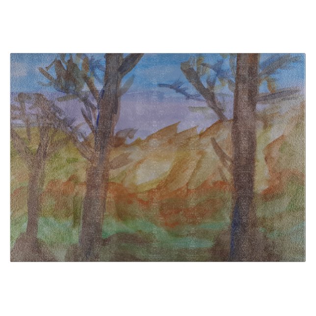 Tabla De Cortar Árboles del atardecer (Anverso)