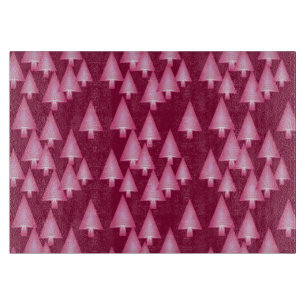 Tabla De Cortar Árboles modernos metálicos de Navidad - rosa y vin