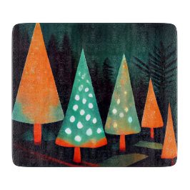 Tabla De Cortar Árboles navideños festivos en el bosque