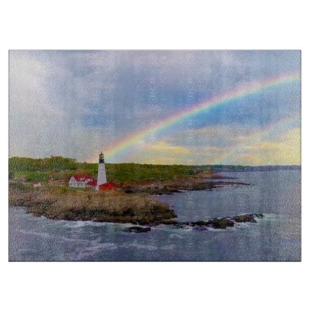 Tabla De Cortar Arco iris y faro gemelos (Anverso)