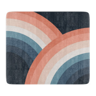 Tabla De Cortar Arcoíris colorido de doble estilo retro