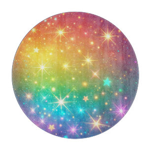 Tabla De Cortar Arcoíris colorido estrella espacio