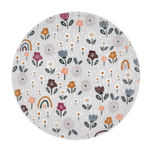 Tabla De Cortar Arcoiris florales: Textura sin soldadura dibujada 