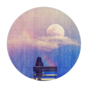 Tabla De Cortar Arcoiris lunar: Belleza Pastel Sky.