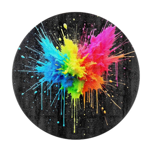 Tabla De Cortar Arcoiris Splash Powder Art (Anverso)