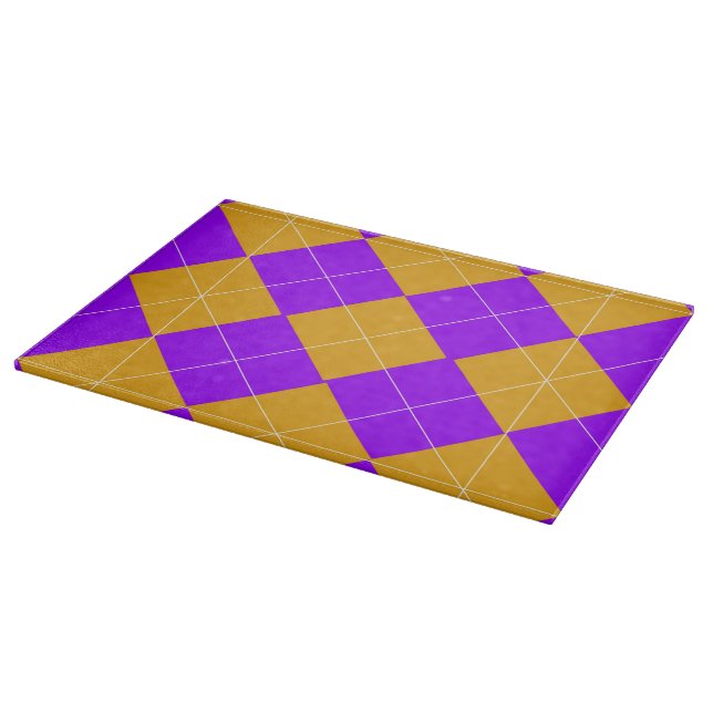 Tabla De Cortar Argyle morado y Naranja (Borde)