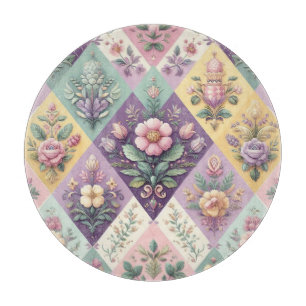Tabla De Cortar Argyle pastel colorido de Pascua/Primavera