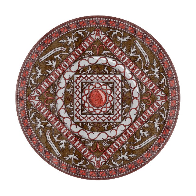 Tabla De Cortar Aries Mandala Glass Cutting Board (Anverso)