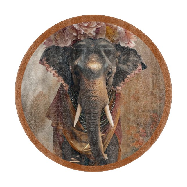 Tabla De Cortar Armonía floral elefante (Anverso)