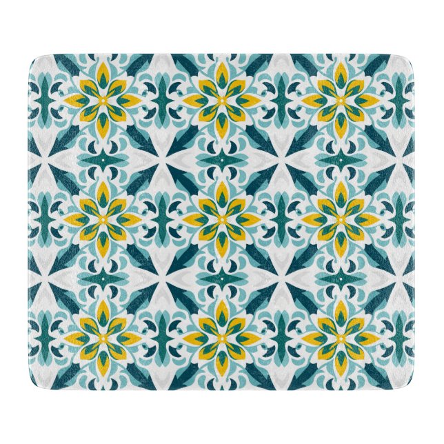 Tabla De Cortar Armonía 💚 VerdeSol Azulejo (Anverso)