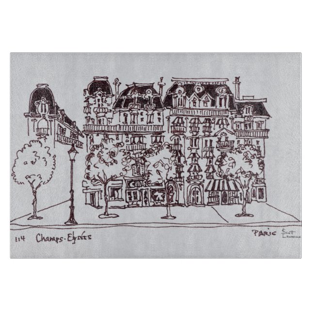 Tabla De Cortar Arquitectura Haussmann| Campos Elíseos, París (Anverso)