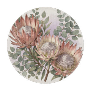 Tabla De Cortar Arreglo Botánico de Eucalipto Protea Rosa