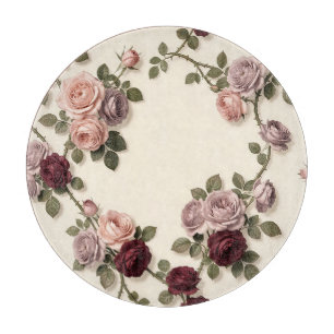 Tabla De Cortar Arreglo floral de rosa elegante en marco de pastel