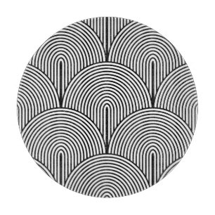 Tabla De Cortar Art Deco, Blanco Negro De Lujo.