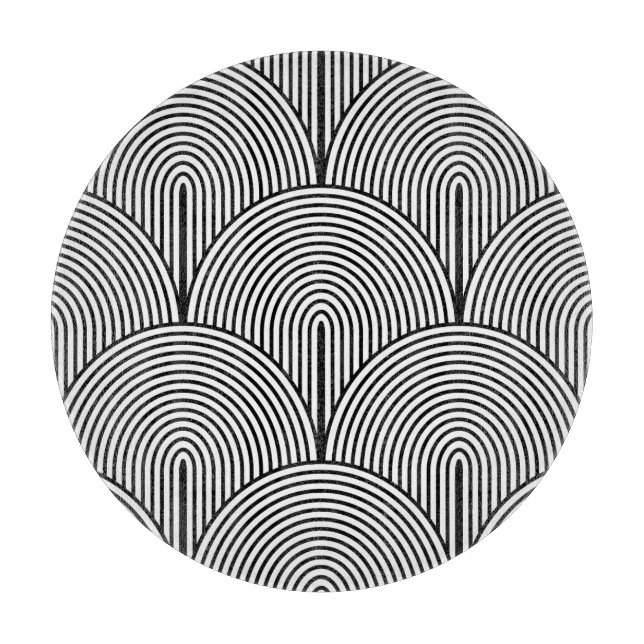 Tabla De Cortar Art Deco, Blanco Negro De Lujo. (Anverso)