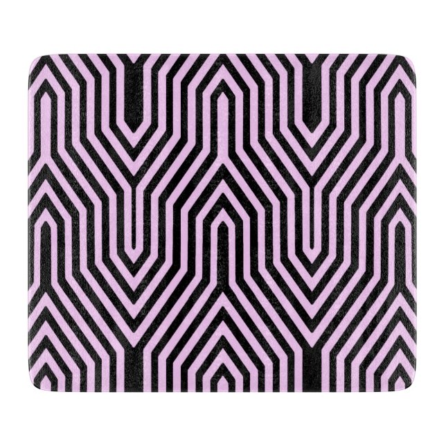 Tabla De Cortar Art Deco Geométrico - negro y rosa (Anverso)