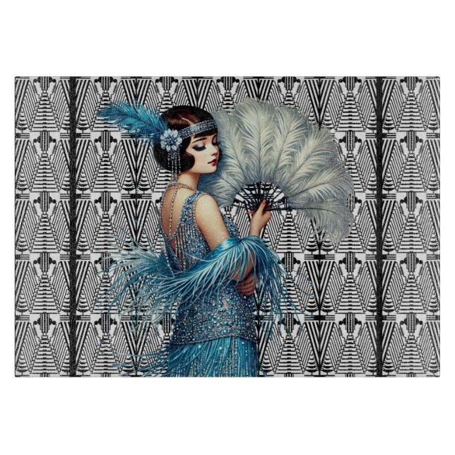 Tabla de cortar Art Déco moderna de flapper (Anverso)