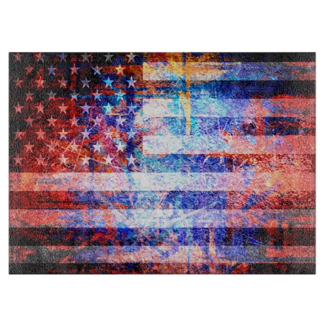 Tabla De Cortar Art Grunge Bandera Estadounidense #2 (Anverso)