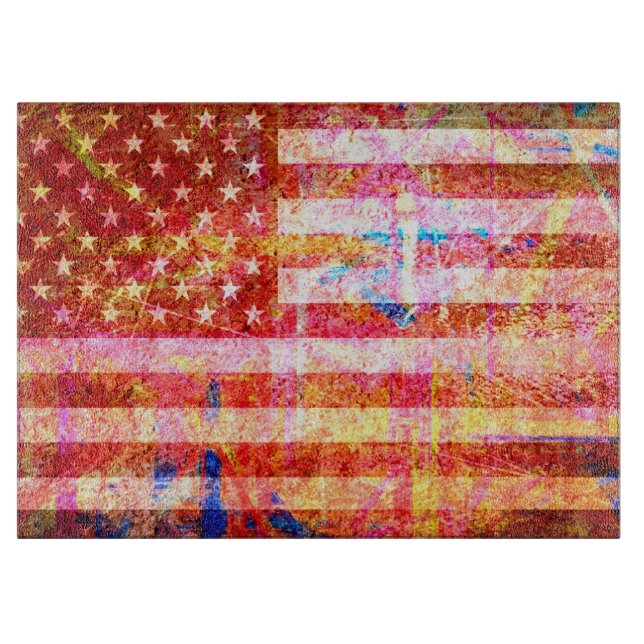 Tabla De Cortar Art Grunge Bandera Estadounidense #3 (Anverso)