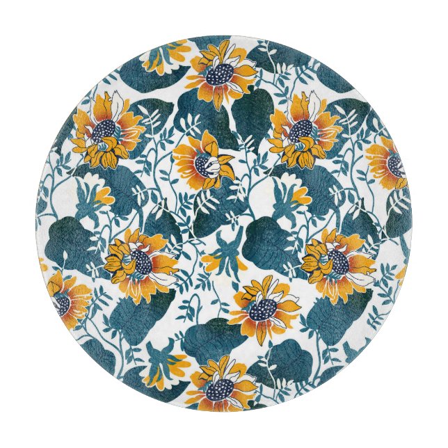 Tabla De Cortar Art Nouveau, estampado floral. (Anverso)
