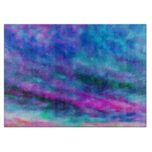 Tabla De Cortar Arte abstracto de acuarela azul rosa púrpura 