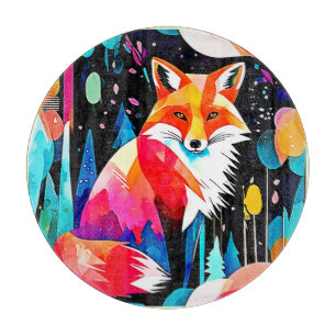 Tabla De Cortar Arte abstracto de Fox colorida