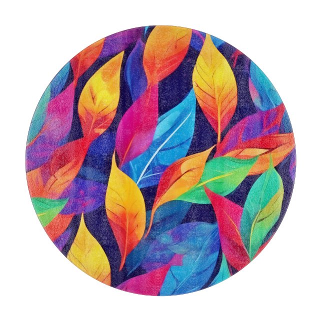 Tabla De Cortar Arte abstracto de vibrantes hojas de otoño (Anverso)