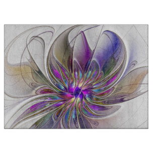 Tabla De Cortar Arte abstracto fractal de flor energético y colori