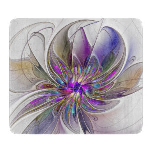 Tabla De Cortar Arte abstracto fractal de flor enérgico y colorido