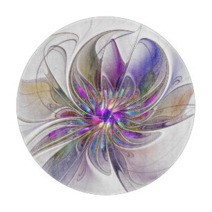 Tabla De Cortar Arte abstracto fractal de flores enérgico y colori