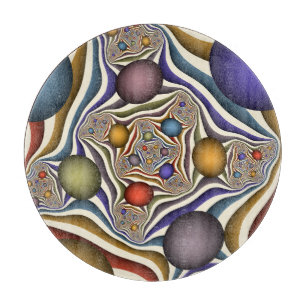 Tabla De Cortar Arte abstracto fractal moderno colorido volador